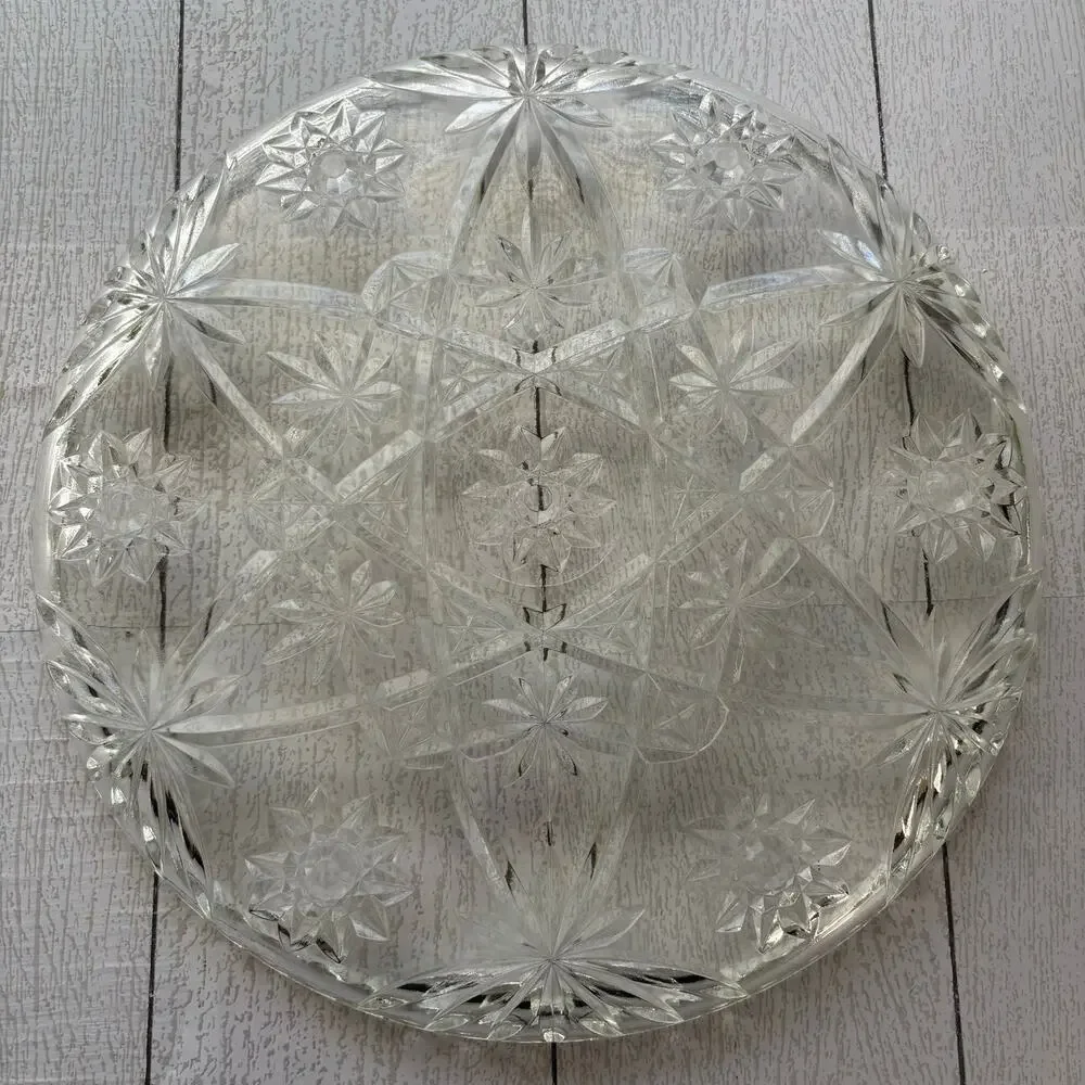 Anchor Hocking Prescut Clear Glass Torte Plate Sawtooth Edge